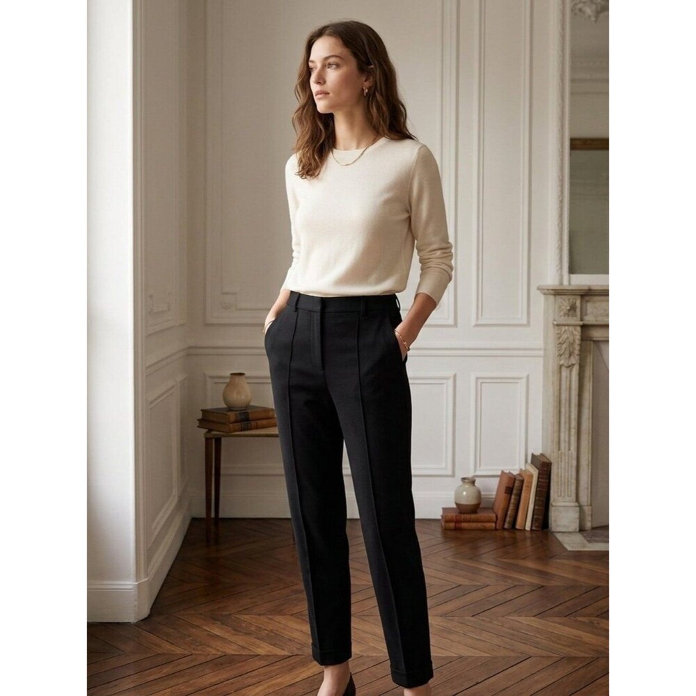 Lulus Black Ankle Slit Tailored Trousers High-Waisted Dress Pants - Size M - NWT